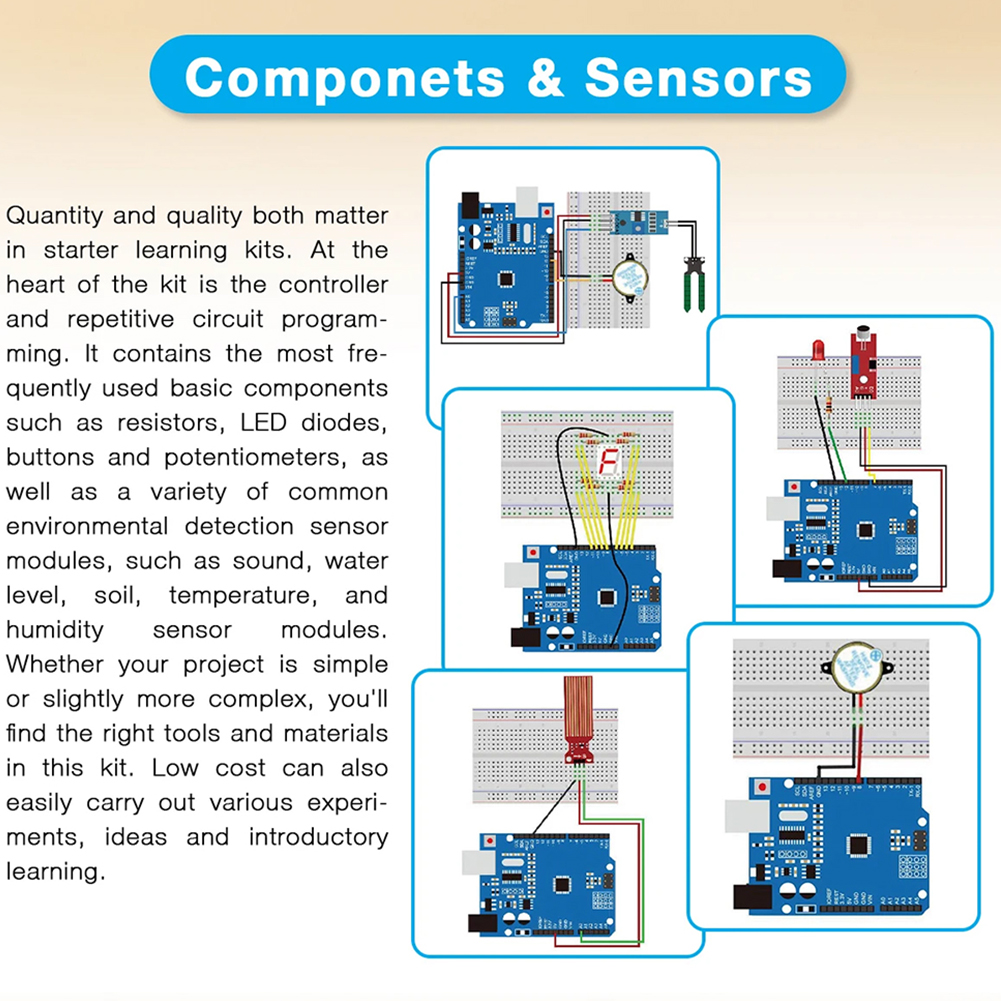 Diy Electronics Basics - Educational Programming Kit with Breadboard Sensor